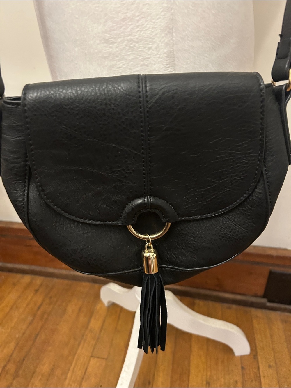 INC International Concepts Black Tassel Crossbody Bag EUC